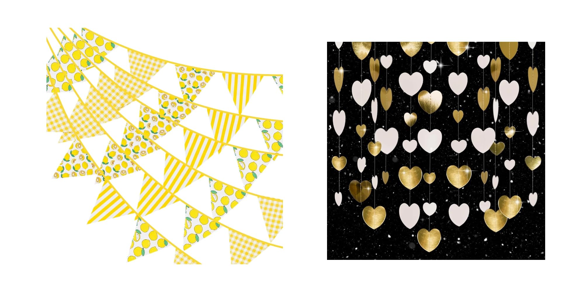 Guirlande en Papier Pailleté G2PLUS déco anniversaire et fanions citron 16 m