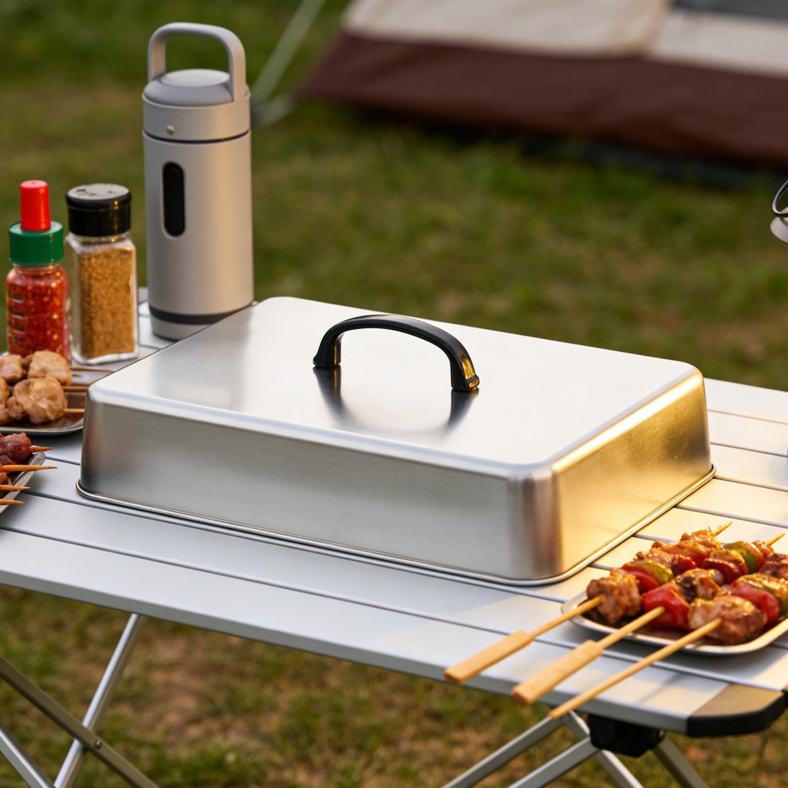Kopuła do topienia na płycie grillowej, prostokątna pokrywa ze stali nierdzewnej odporna na wysoką temperaturę, osłona do polewania na płycie grillowej, do BBQ, ogniska, gotowania na świeżym powietrzu