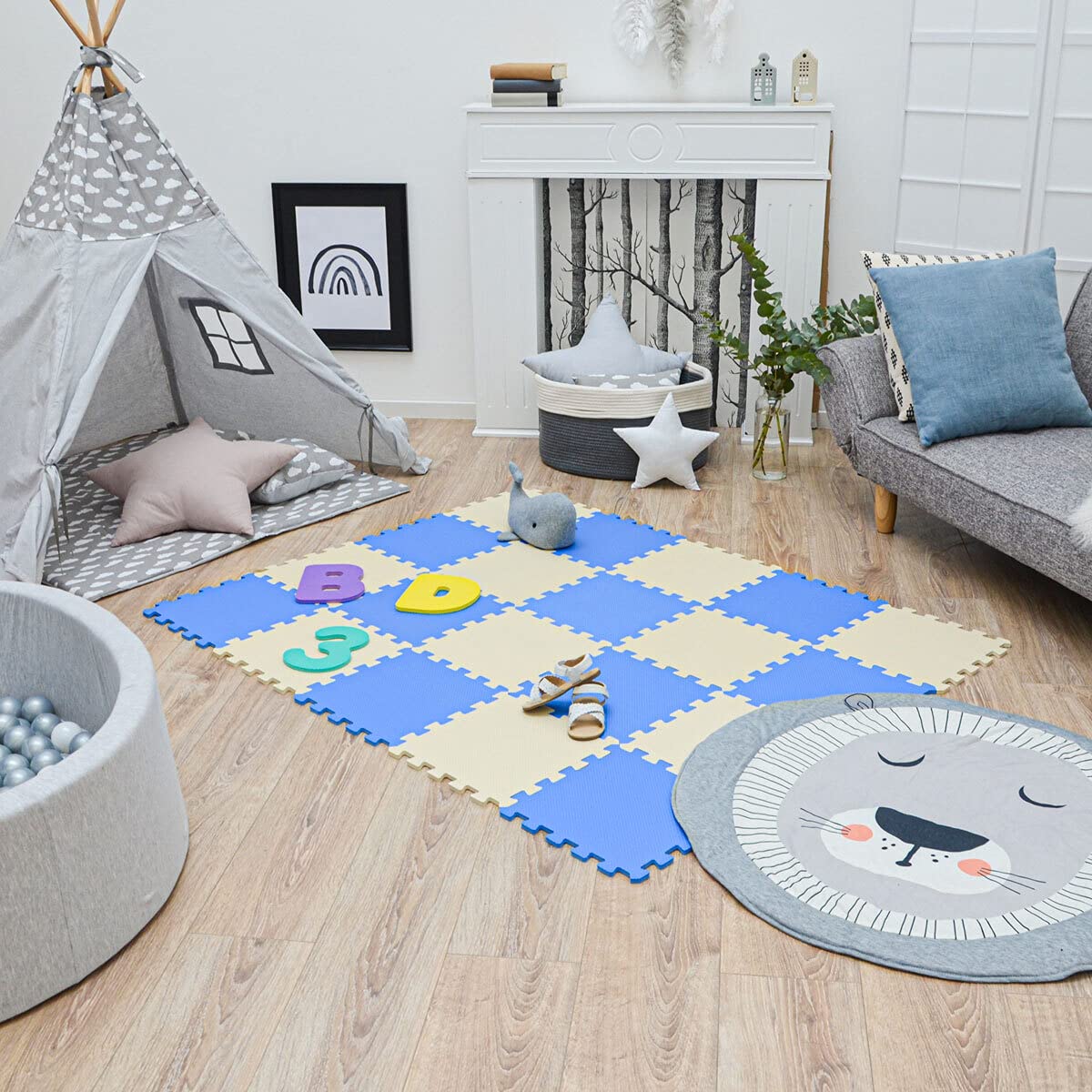 Tapis Puzzle LittleTom 18 Pièces – Mousse EVA 30x30 Cm – Certifié TÜV – Antidérapant – Sans Phtalates