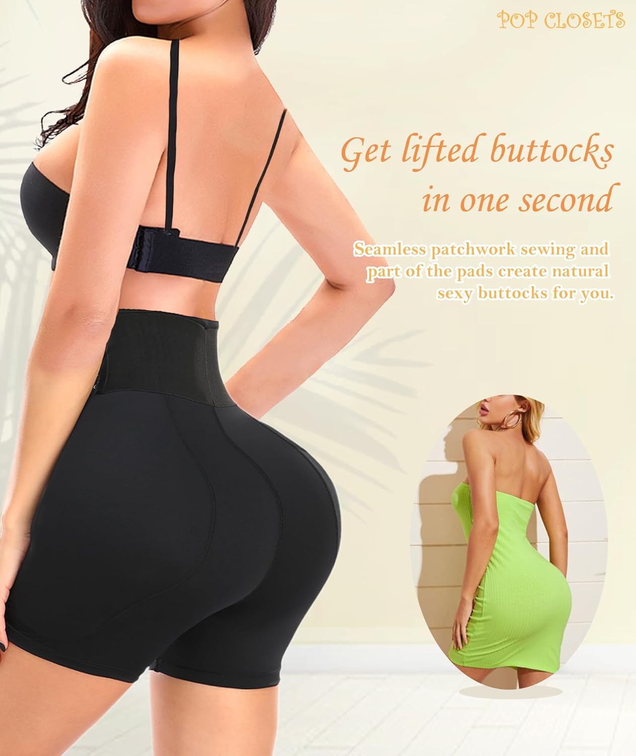 POP CLOSETS Hip Pads for Women Shapewear with Wrap Belt Hip Dip Pads Enhancer Butt Lifter Tummy Control Panties - Image 4