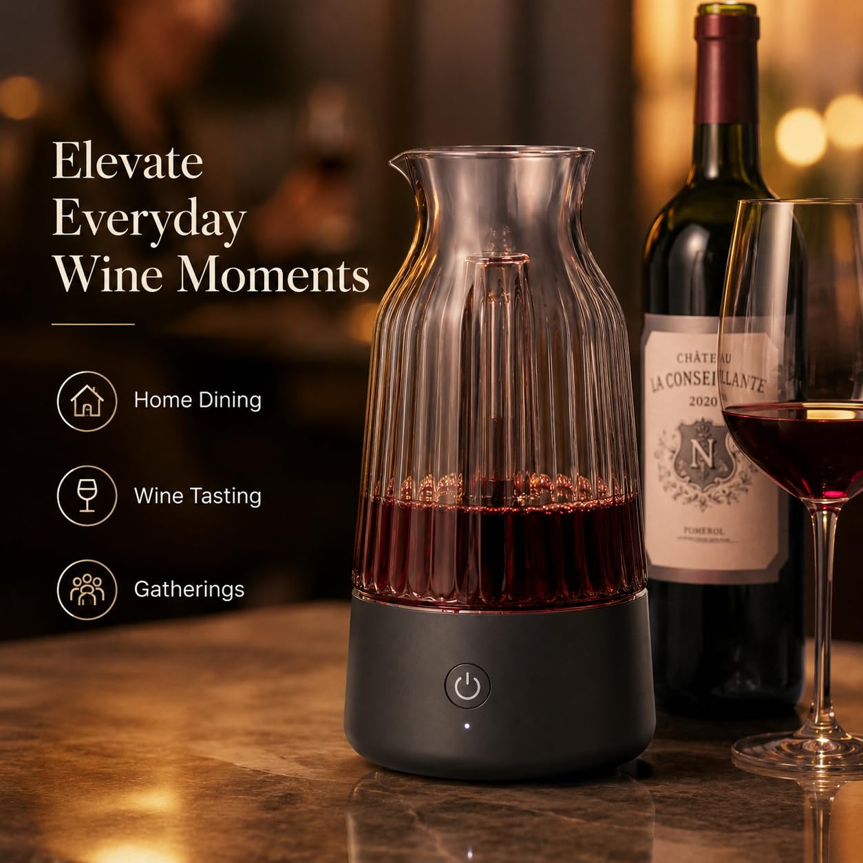 Aérateur de vin électrique, bec verseur 30 secondes, sac de transport