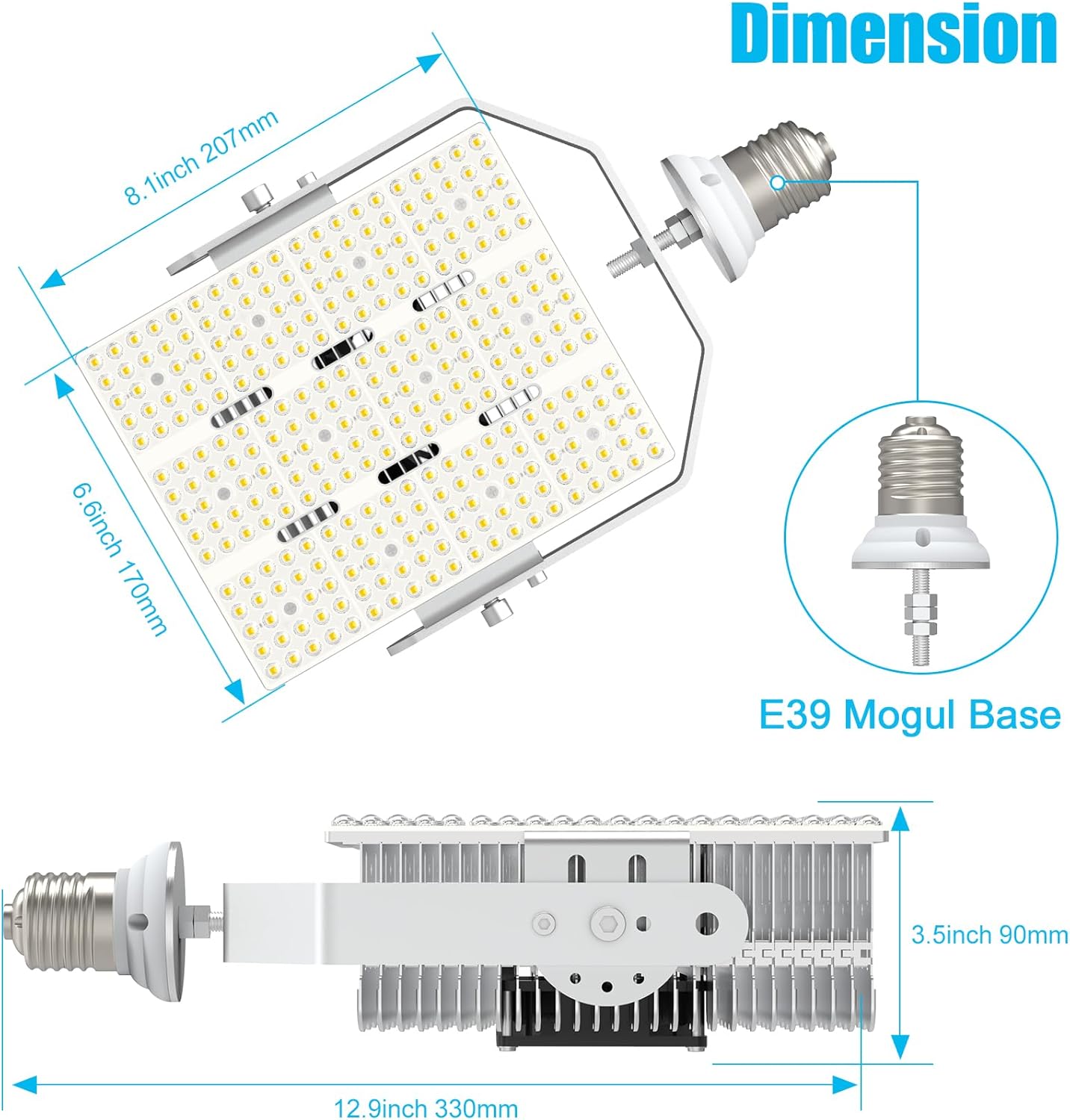 BBESTLED 240W LED Shoebox Retrofit Kit, E39 Mogul Base LED Sport Court Lights, DLC & ETL Outdoor Pole Lights Roadway Street Stadium Shoebox Fixture, Parking Lot Retrofit Light