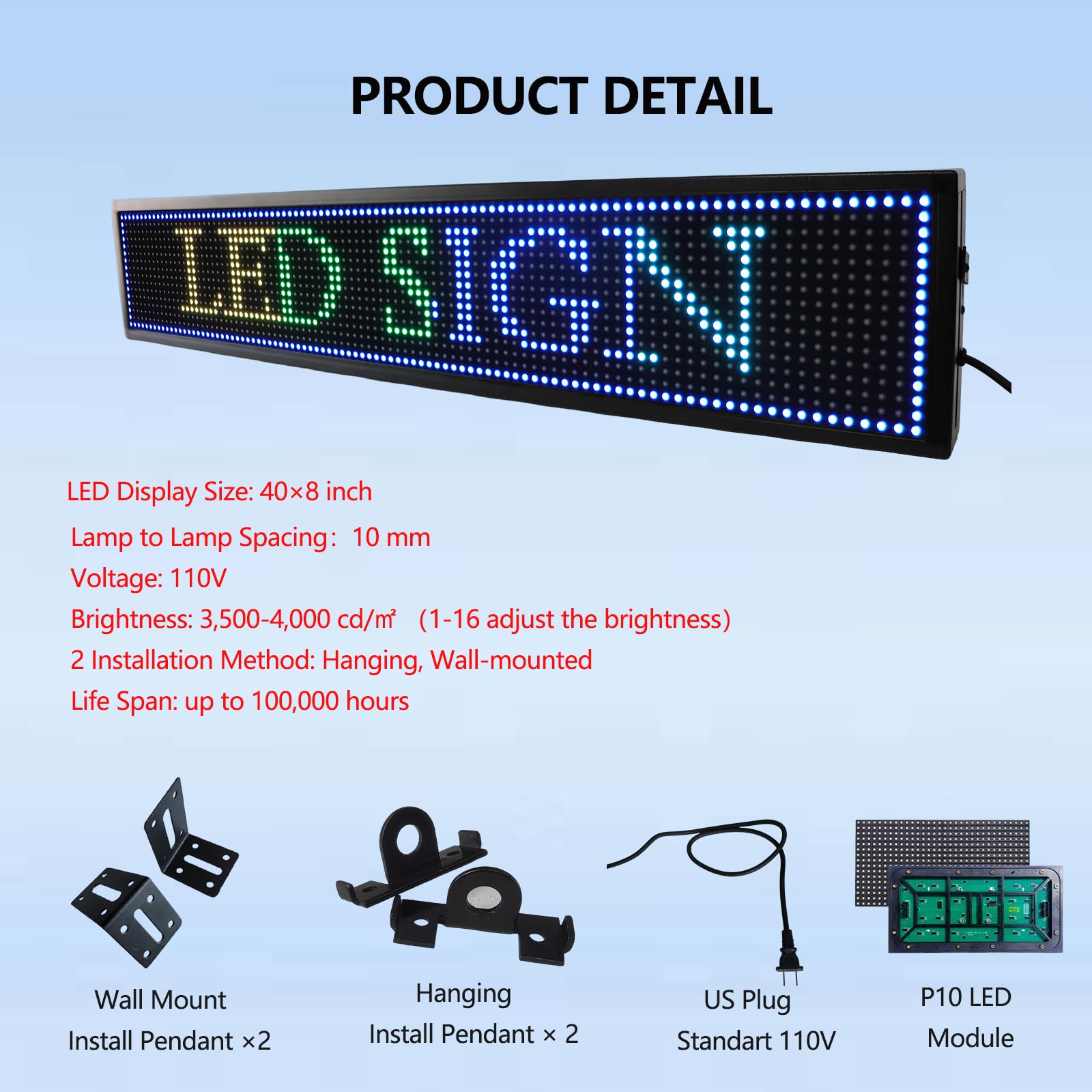 Amazon | P10プログラマブルLEDサイン屋外、RGBフルカラーLEDサイン
