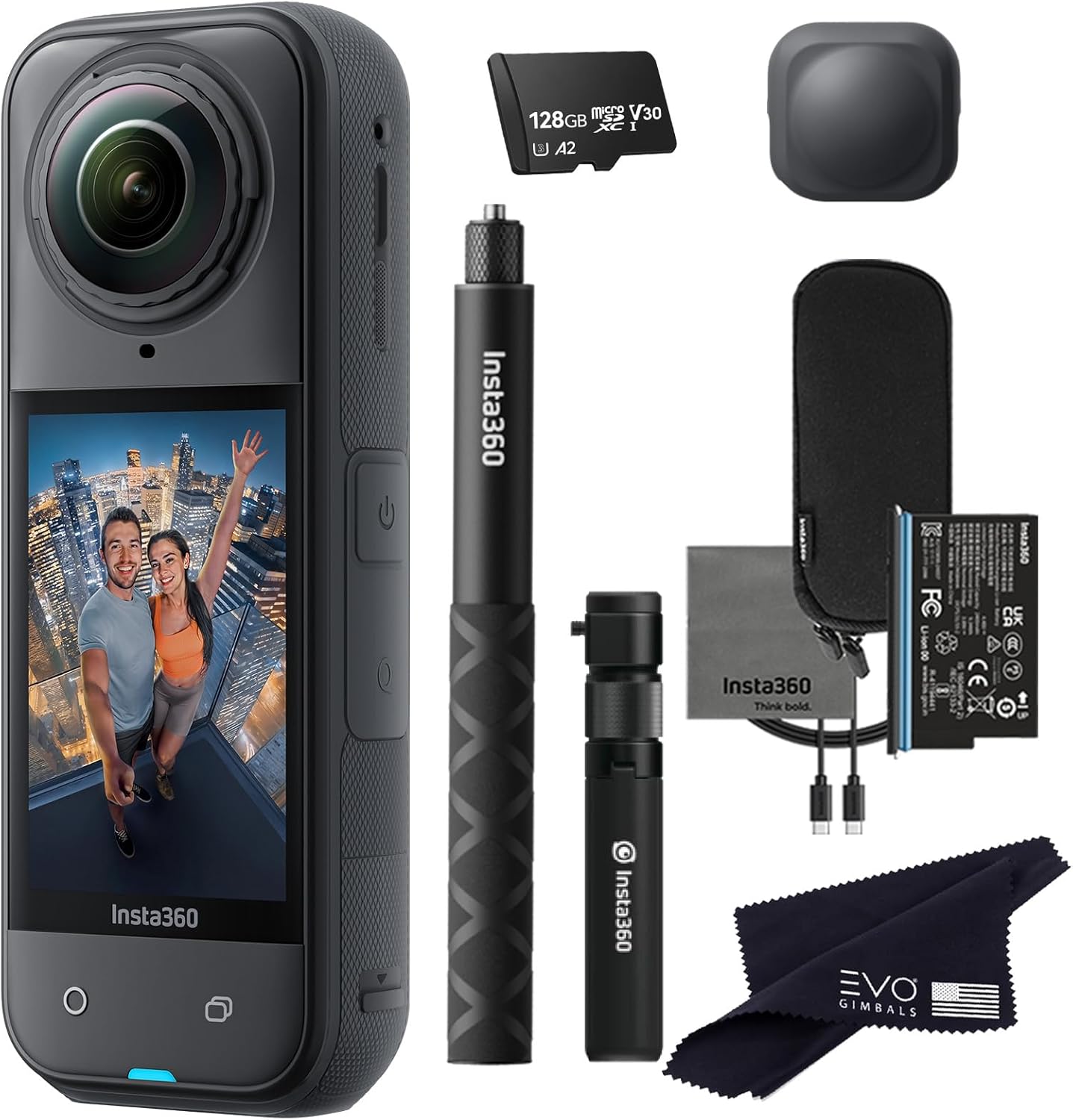 Insta360 X5 Bullet Time Bundle-8K Waterproof 360 Action Camera with 1/1.28" 48MP Sensors, 8K 360 HDR Video, 72MP 360 Photo, 4K Single-Lens |Bundle Includes Bullet Time, Lens Cap (128GB)