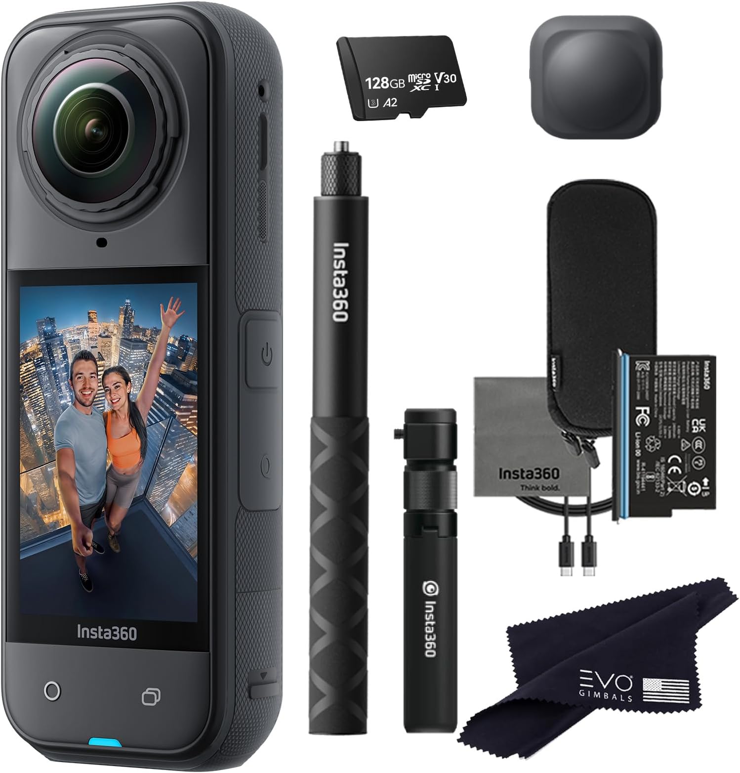 Insta360 X5 Bullet Time Bundle-8K Waterproof 360 Action Camera with 1/1.28" 48MP Sensors, 8K 360 HDR Video, 72MP 360 Photo, 4K Single-Lens |Bundle Includes Bullet Time, Lens Cap (128GB)
