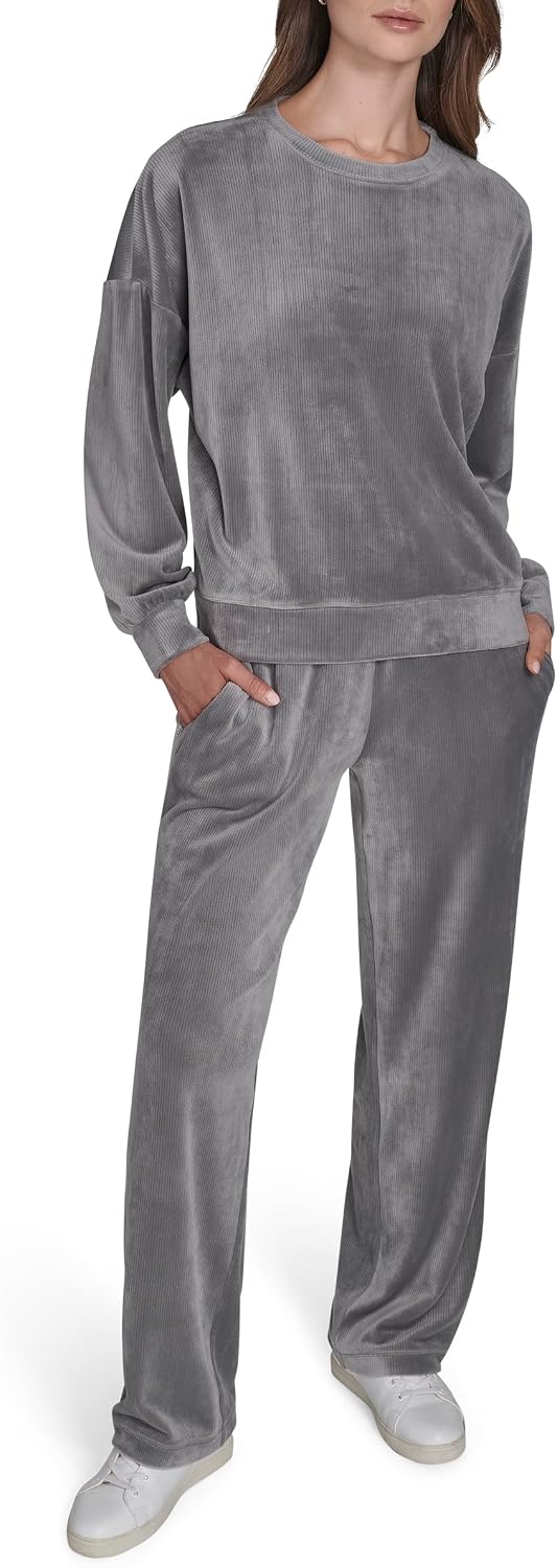 Halston Women's Velour Drawstring Waist Sweatpants
