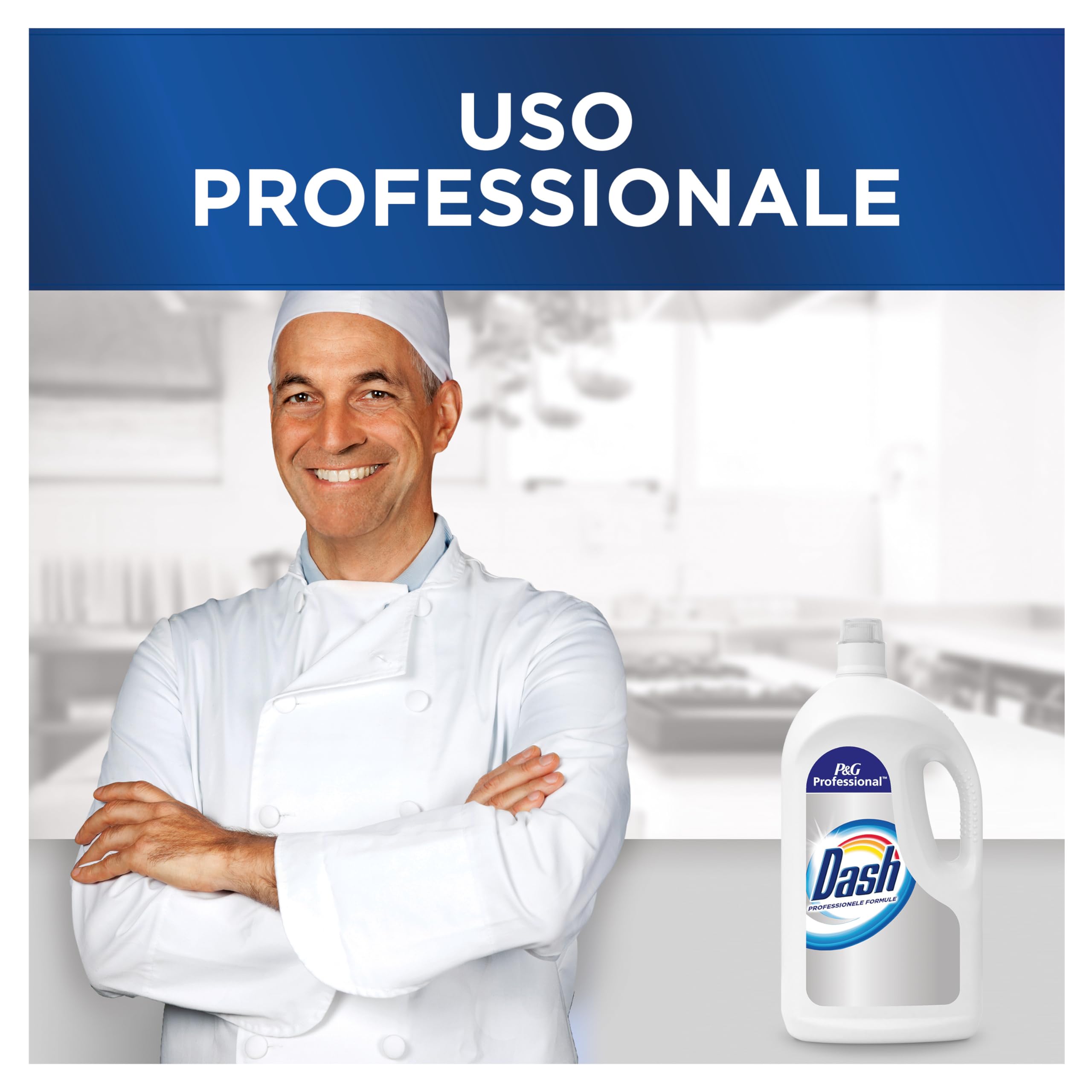 Dash Professional Detersivo Lavatrice Liquido, 160 Lavaggi, 8 Litri (2 X 4 L), Formula Professionale per Rimuove Le Macchie Ostinate Dal Primo Lavaggio, Bianco più a lungo, Per Uso Professionale