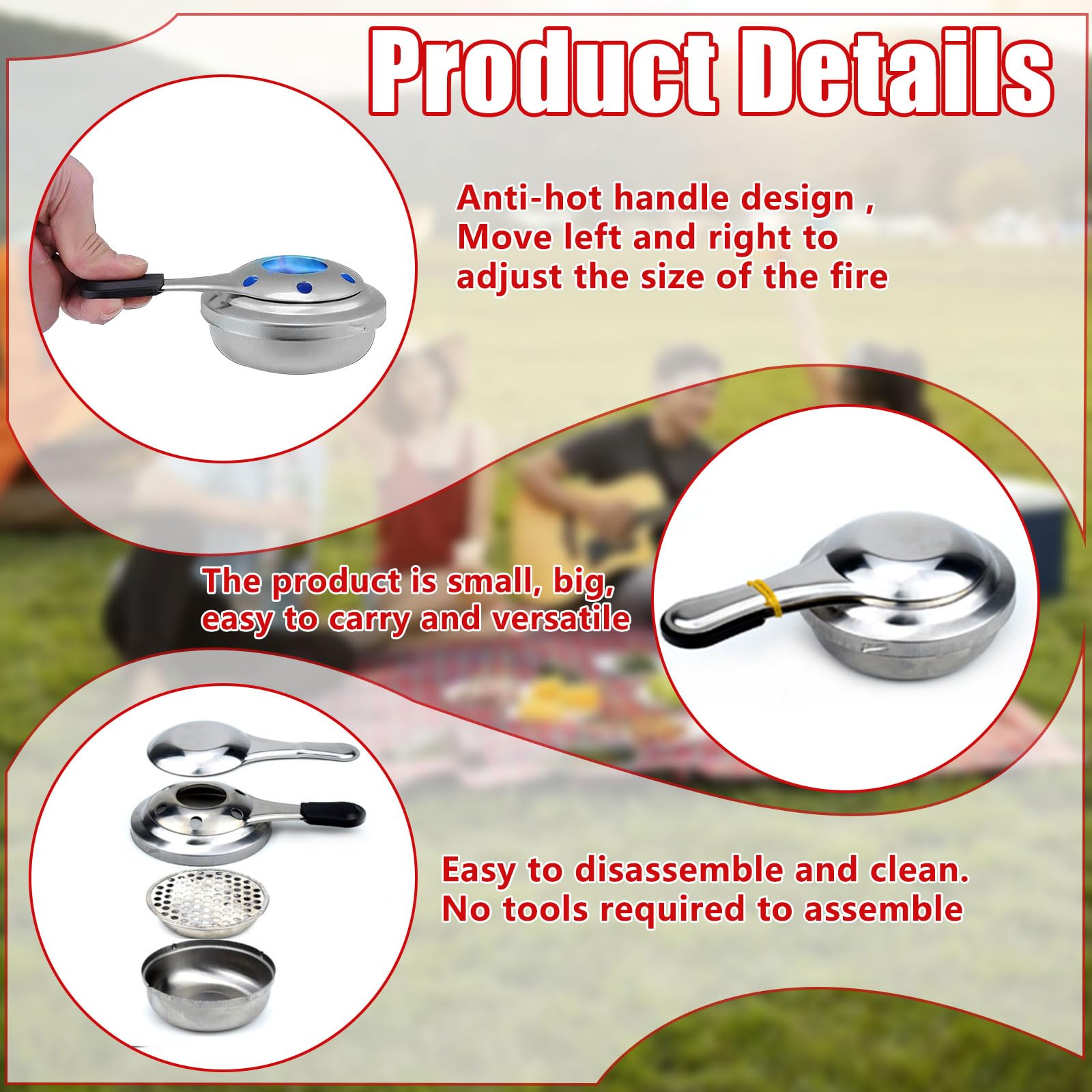 Fornello Ad Alcool Con Bruciatore A Spirito Mini Portatile Ultraleggero Da Esterno Per Campeggio E Cottura Al Barbecue (Grigio - Foto 2