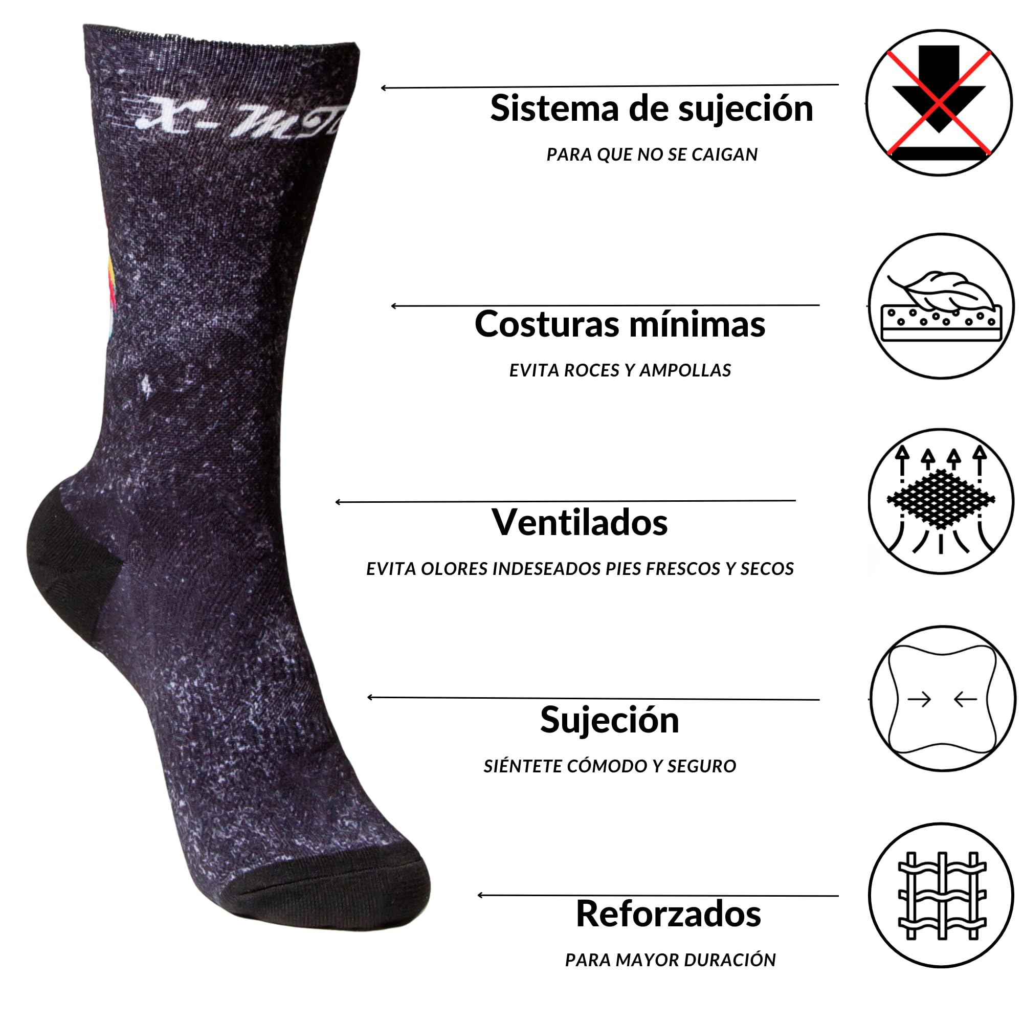 Calcetines Deportivos Hombre Mujer Estampados –Crossfit, Running, Ciclismo, MTB, Gym, Fitness y Senderismo – Transpirables, Antiampollas