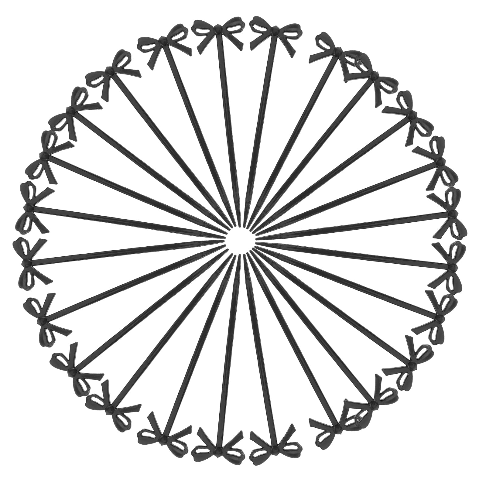 30PCS Black Bows Cocktail Picks, 4 Inch Bow Cupcake Topper, Plastic Fruit Picks for Drinks, Desserts, Charcuterie, Christmas, Wedding Party