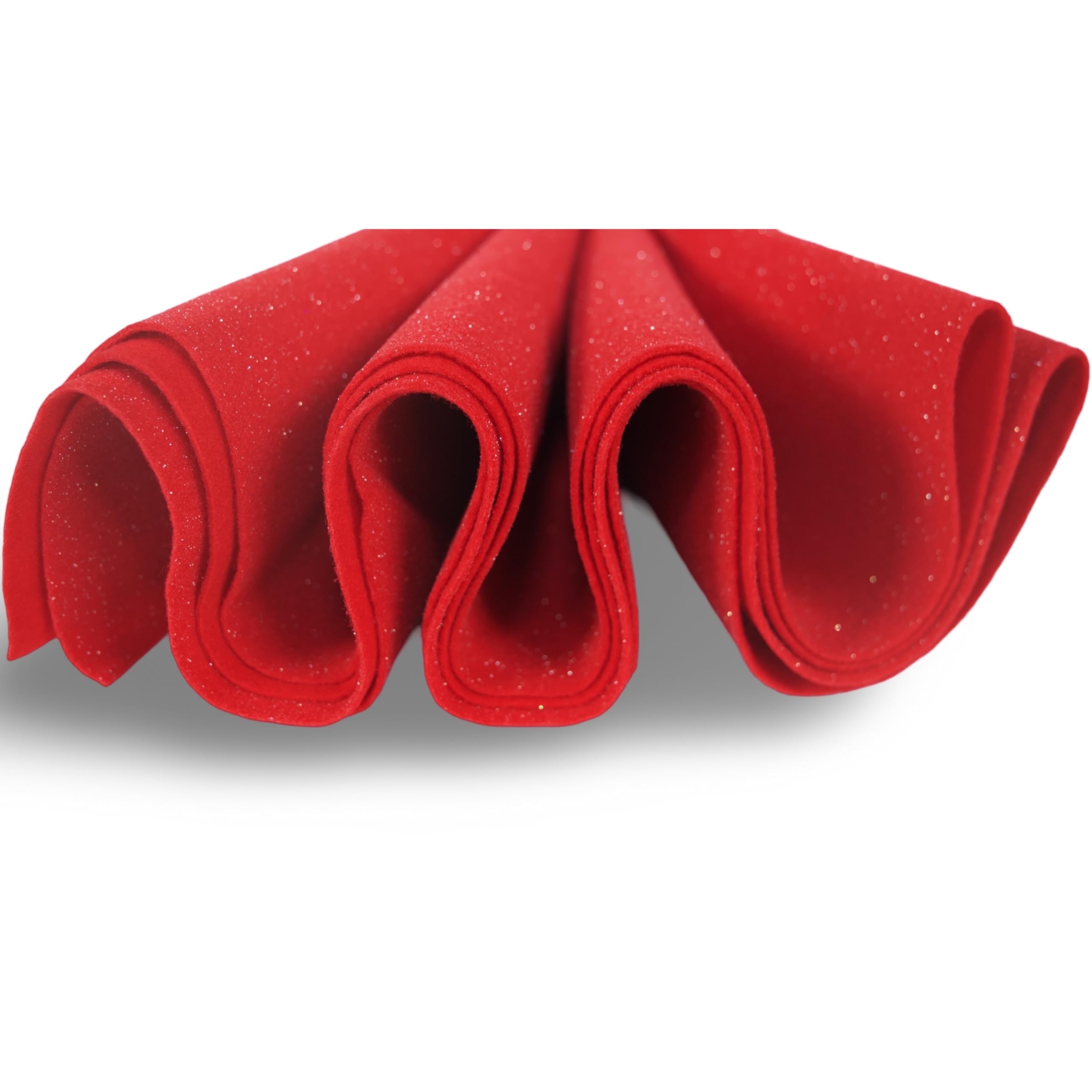 FabricLA | Glitter Felt Fabric | Glitter Fabric | Felt Fabric by The Yard | Sparkling Shimmery Felt Fabric | 36X60 Inch Wide | Red