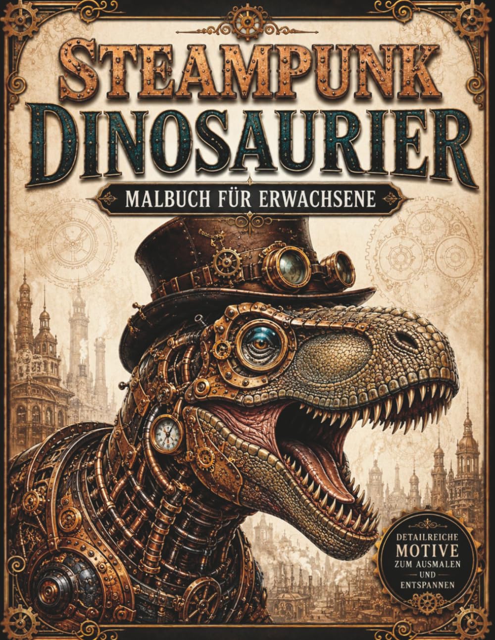 Steampunk Dinosaurier - Malbuch für Erwachsene: 50 fantastische Dinosaurier im Steampunk-Stil – detailreiche Ausmalmotive für Jugendliche & Erwachsene ... und Abschalten (Steampunk Malbücher)