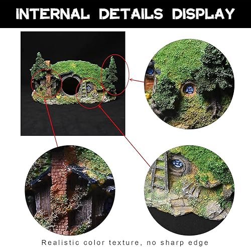 Miniatura 23 de Hobbit Fish Tank Decorations Reptile House Hidden Hole Landscaping for Aquarium and Reptiles Decorations Mini Garden Decorating Two Sizes (S)
