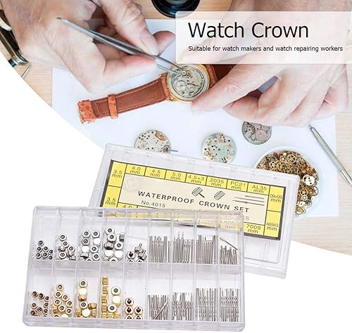 Miniatura 4 de Kit de reparación de relojes, corona de reloj, corona de reloj de acero inoxidable, conjunto de resorte de corona de reloj, herramienta de