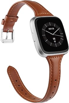 TOYOUTHS Leather Strap Compatible with Fitbit Versa/Versa 2 Watch Bands Women Men Slim Genuine Leather Wristbands Replacement for Versa Lite/Versa 2 Special Edition Classic Accessorie Multi Colors