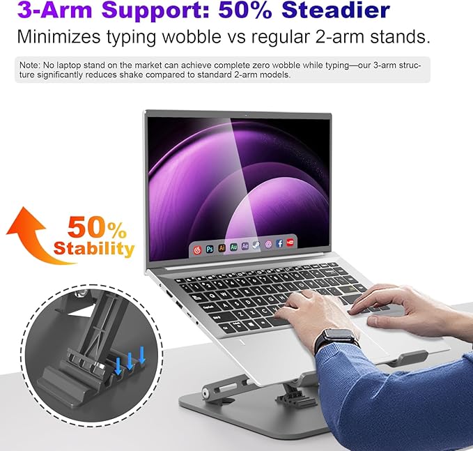 Soporte Ajustable para Laptop, Plegable Metálico Ventilado 10-17.3'' miniatura 4
