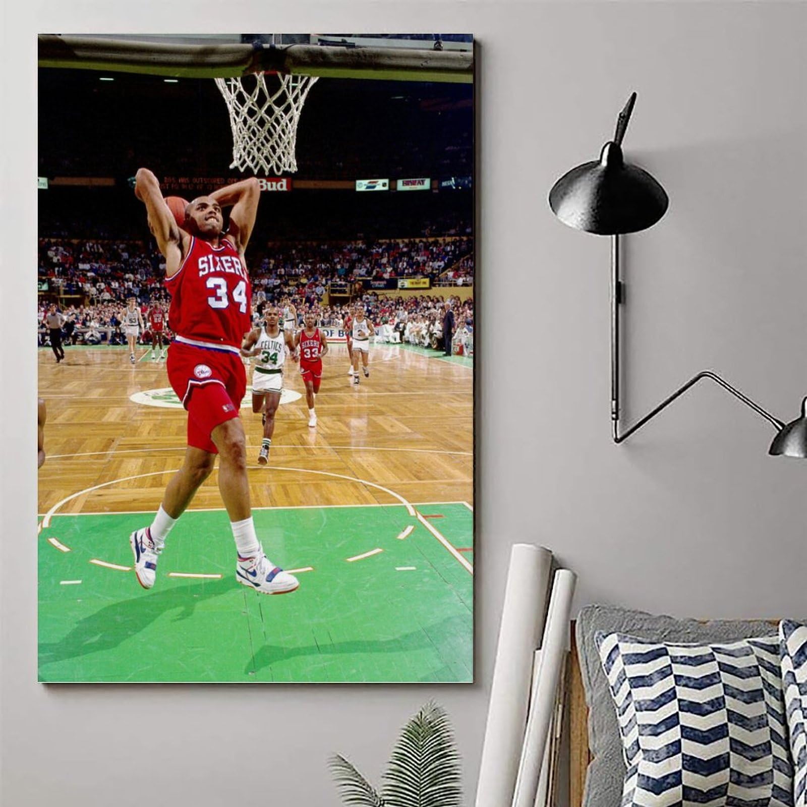 サンズ   バークリー  ポスター  未使用  NBA  SLAMDUNK Charles Barkley Slam Dunk Poster Painting On Canvas Wall Art