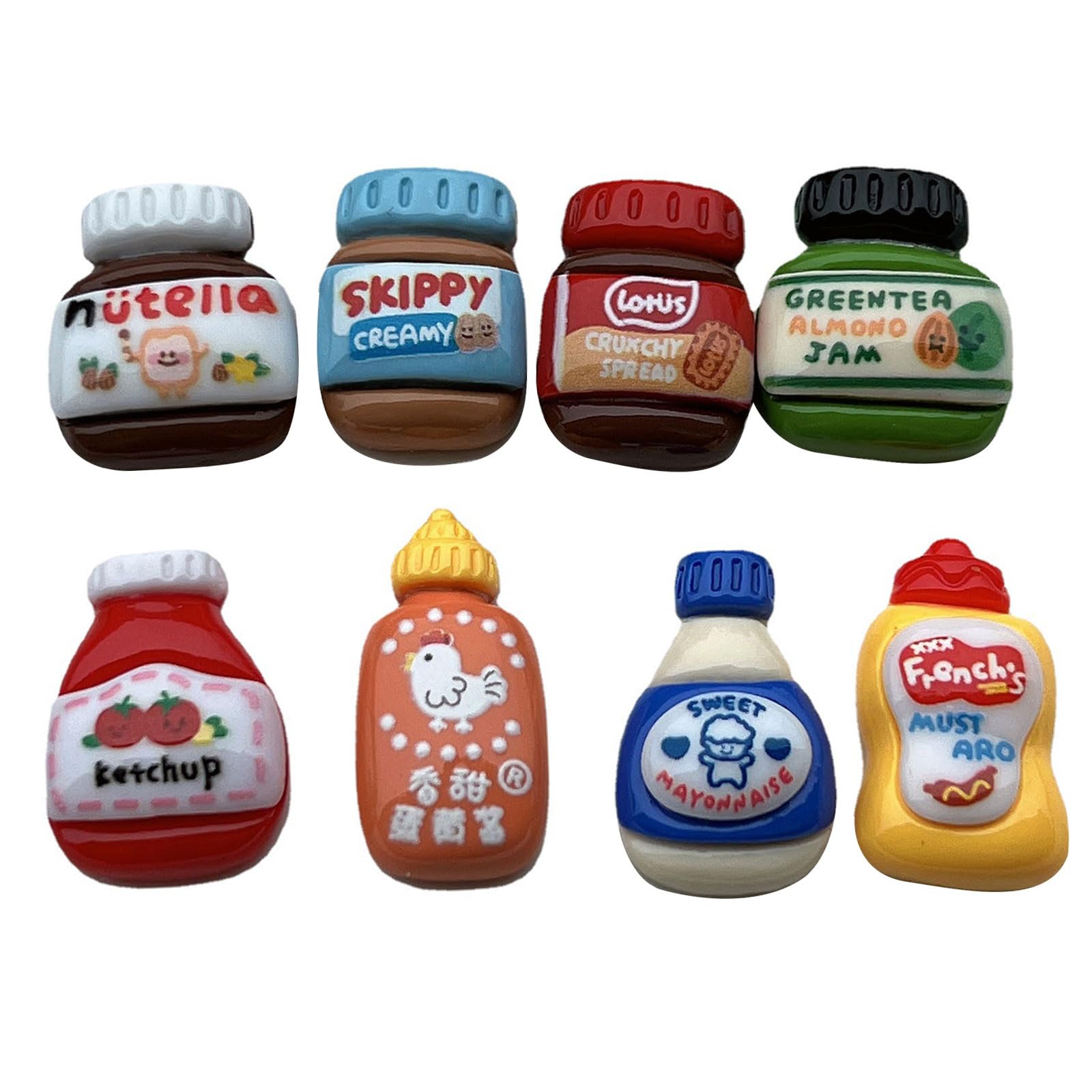 Veltros Of 8 Cartoon Resins Sauce Bottle Refrigerator Stickers for Home Decors Creative Food Shape Fridge Ornaments Fridge Stickers Set