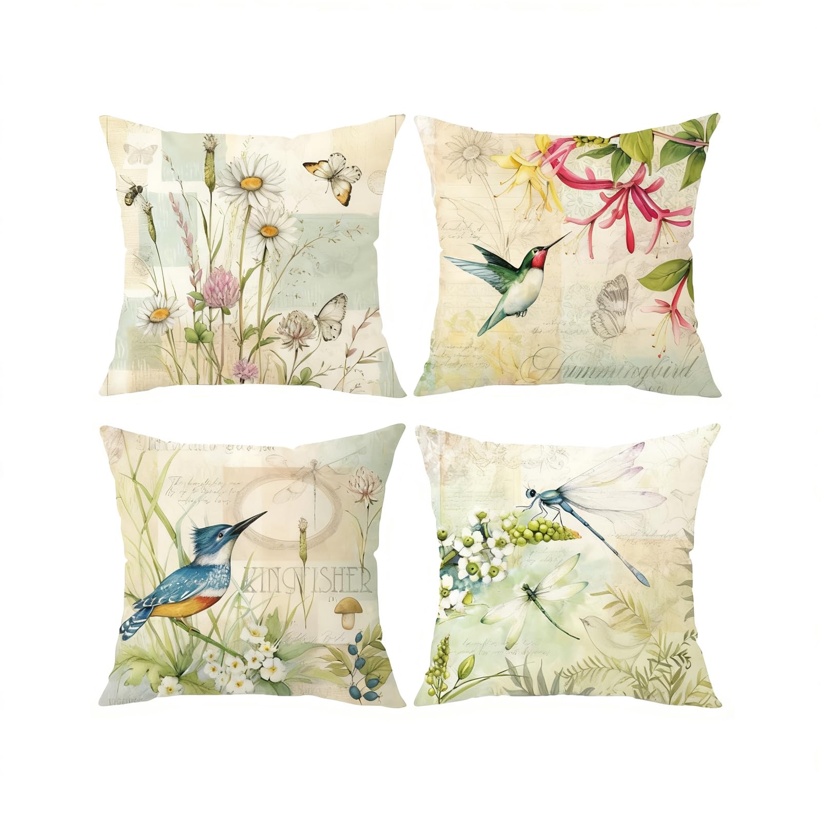 TWISAXC Exquisite Bird Pillow Covers Featuring Vintage Floral Designs Thickened White Linen Crafted To Any Room Atmosphere These
