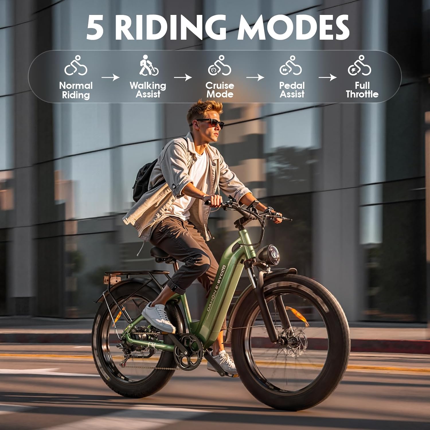 E·Bycco DAHON Electric Bike for Adults, 750W Torque-Sensor-Ebike, Max 95Miles, 26" x4.0 Fat-Tire Electric Bicycle, 48V 20AH Front Suspension Moutain Off-Road Hunting All-Terrain E-Bike