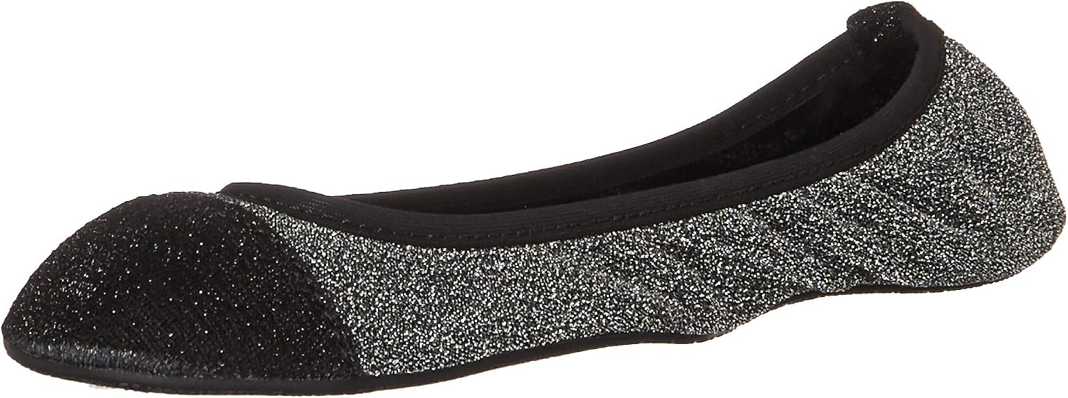 Sidekicks Foldable Ballet Flats with Carrying Case, Silver, Small