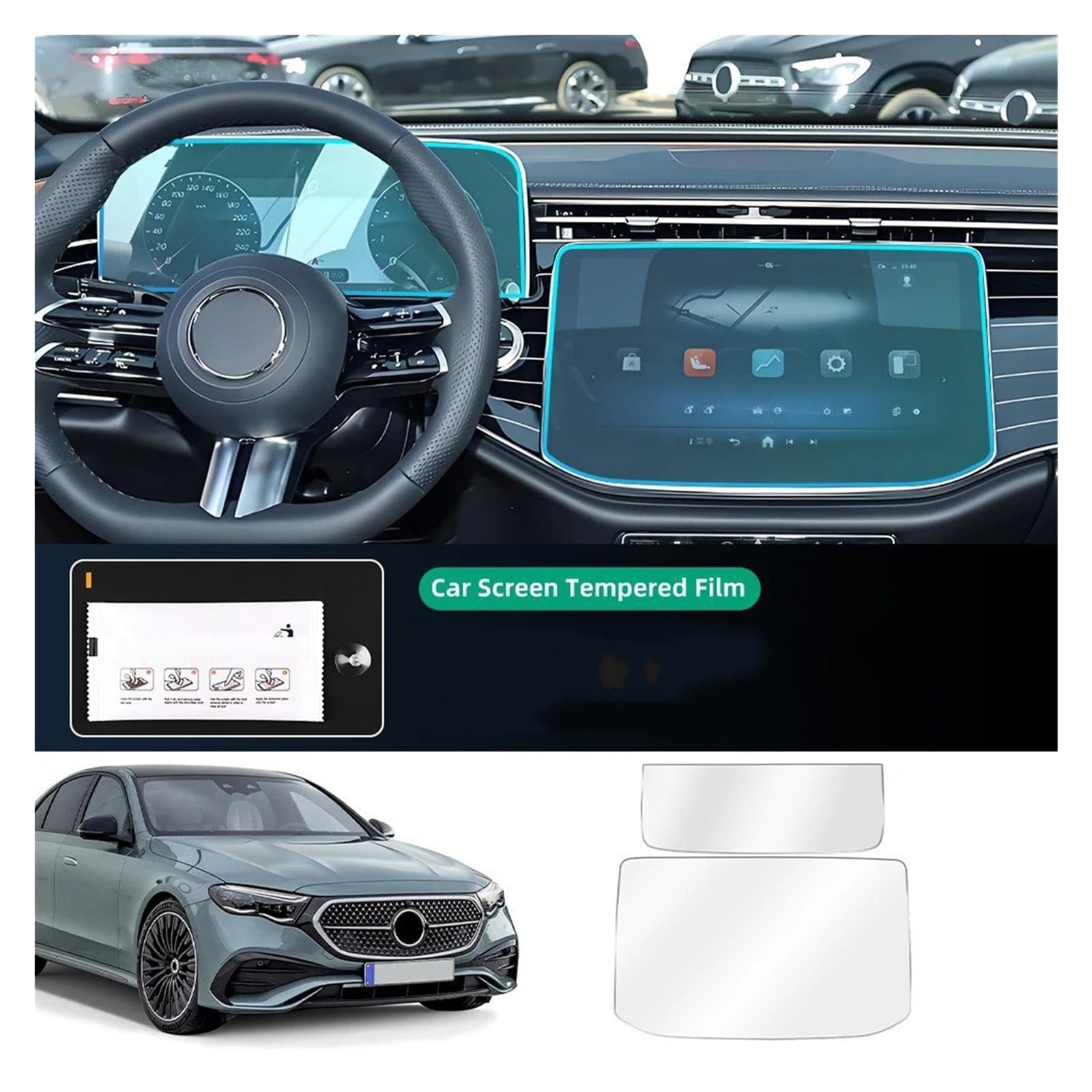 Displayschutz Schutzfolie Für Benz Für E-Klasse W214 Auto Gehärtetes Glas Film Schutz Center Konsole GPS Navigation Display-schutzfolie Display Displayschutzfolie(1 Set)