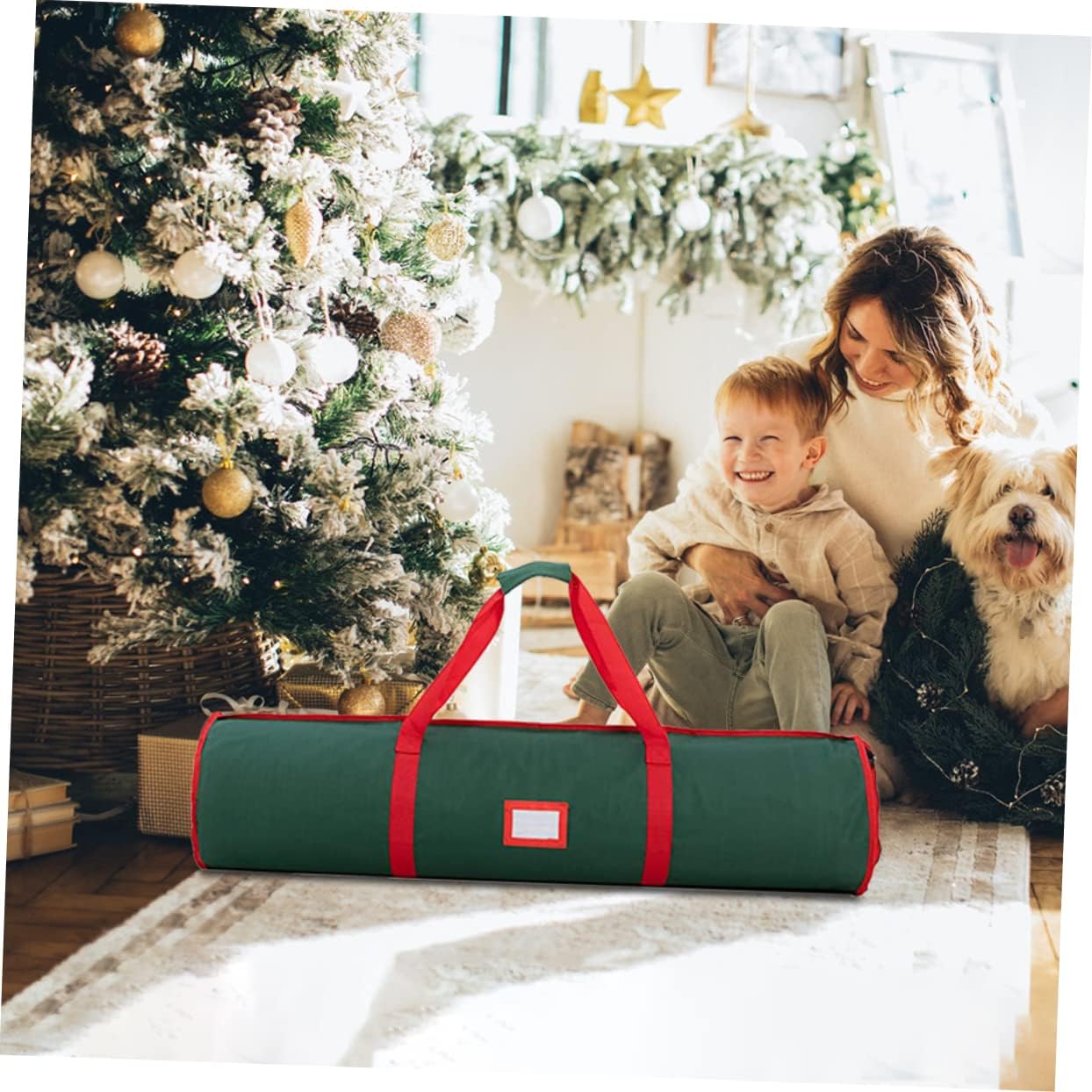 1pc Christmas Wrapping Paper Storage Organizer Container Handles for Holiday Wrap Underbed Organizer and Easy Access