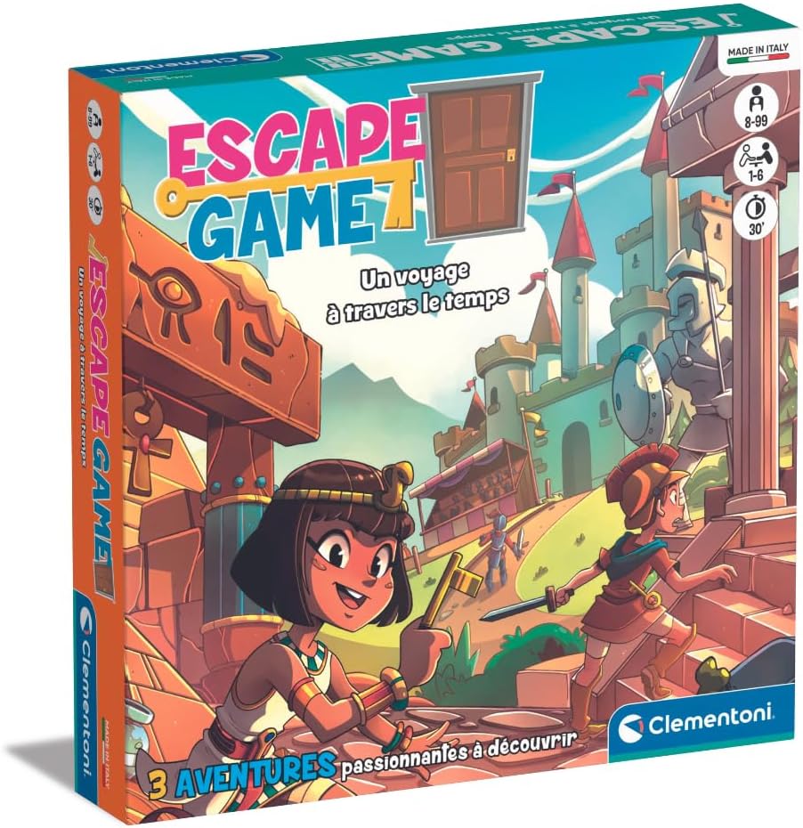 Clementoni - Escape Game - Un Voyage À Travers le Temps - Jeu de Société et de Logique Pour Toute la Famille - Énigmes à Résoudre - À partir de 8 Ans - 1 à 6 Joueurs - Français - 52814
