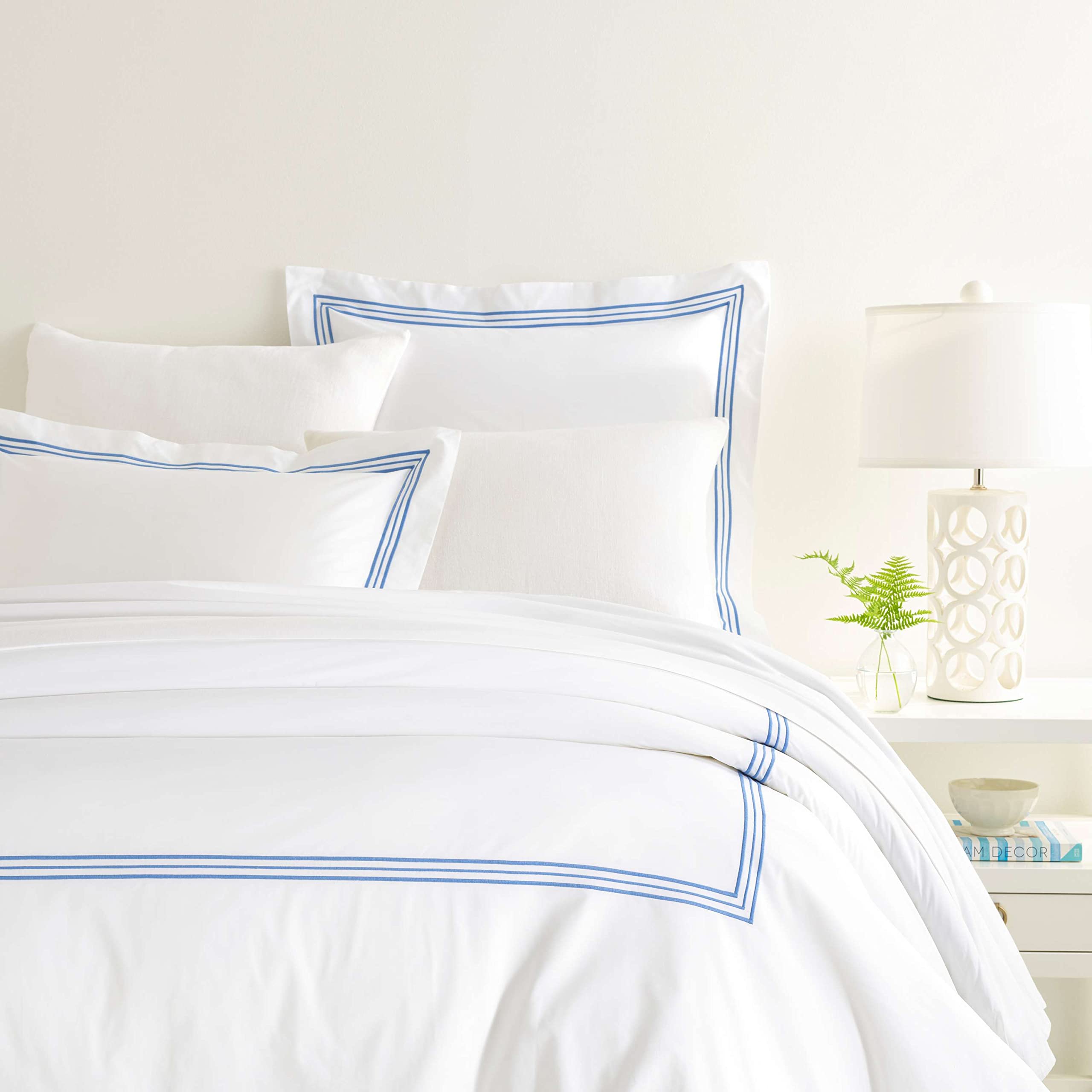 Pine Cone Hill Trio French Blue Duvet Cover, Full/Queen Size, Blue Stripe Pattern