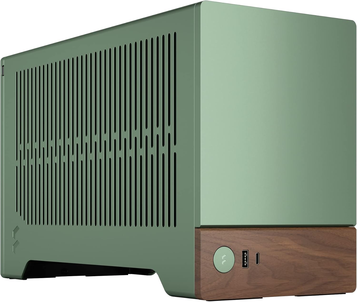 Fractal Design Terra Jade - Wood Walnut Front Panel - Small Form Factor - Mini ITX Gaming case – PCIe 4.0 Riser Cable – USB Type-C - Anodized Aluminum Panels