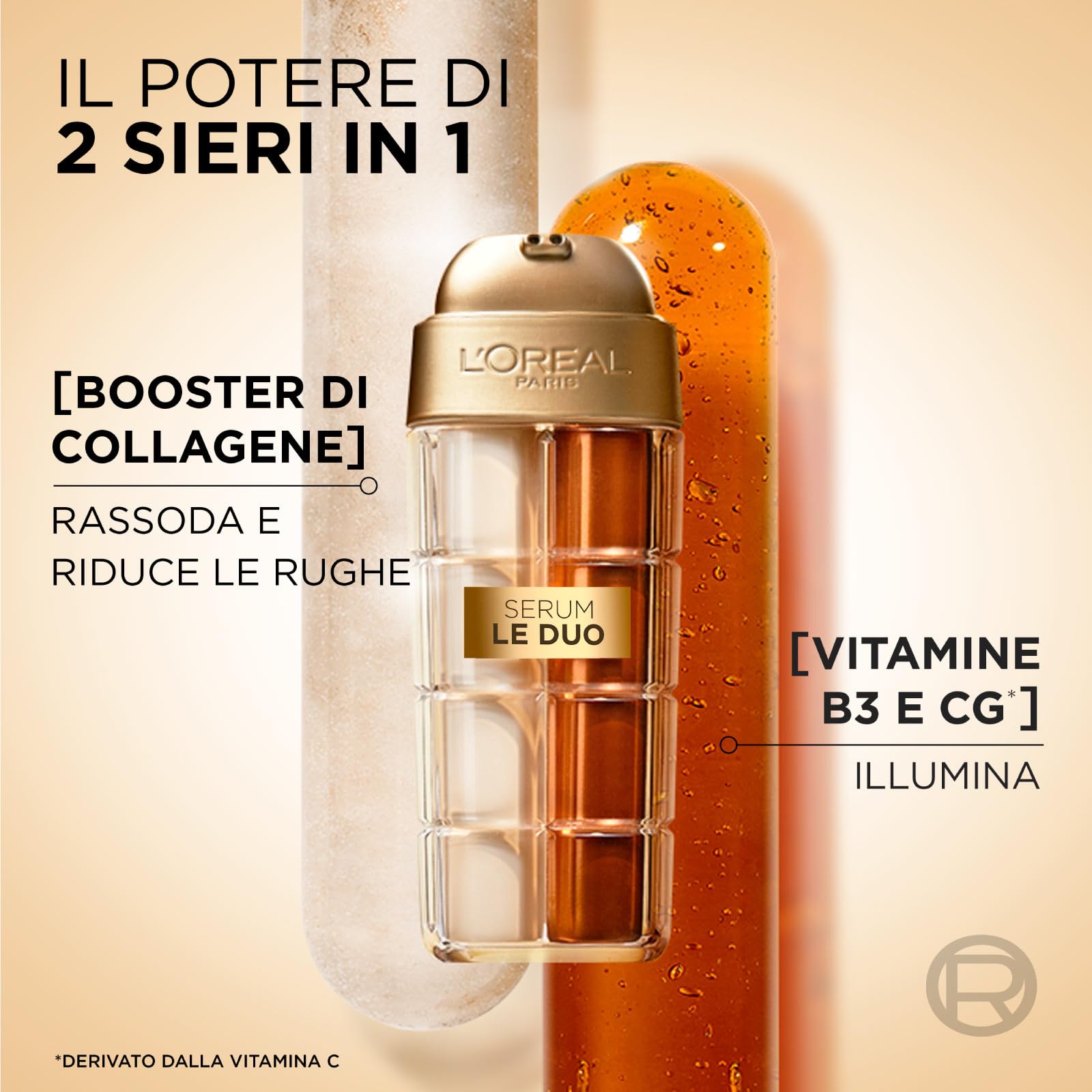 L'Oréal Paris Age Perfect Siero Anti-età Le Duo Illuminante Rassodante con Collagene Vitamine C B3 30ml + Age Perfect Renaissance Cellulaire Crema Viso Rivitalizzante con Neoespiridina Vitamina E 50ml