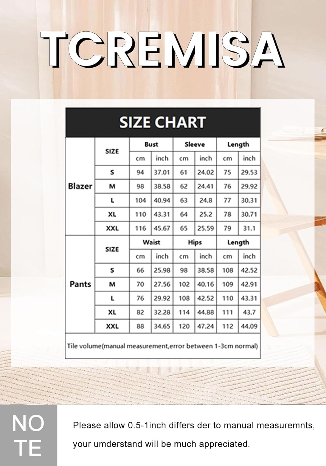 Tcremisa Blazer Sets for Women 2 Piece Pants Suit Dressy Double Breasted Blazer Pants Set Business Office Outfits - Image 7