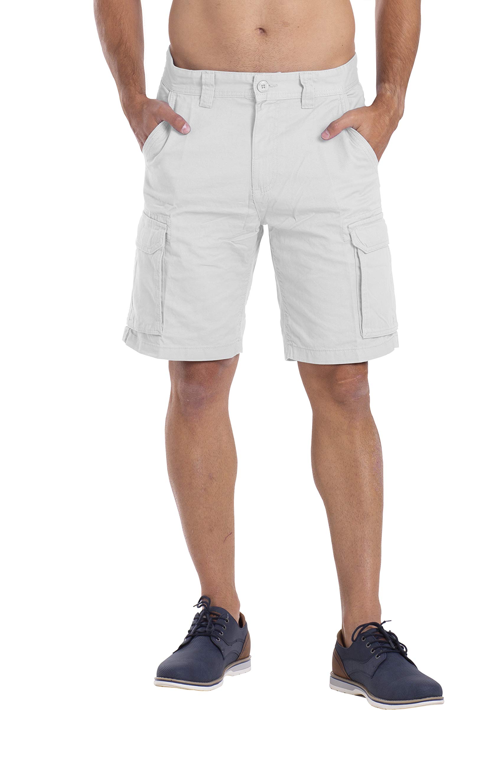 Westace Men's White Classic-Fit Cargo Shorts Utility Workwear Cotton Combat Chino 6 Pocket Half Pants (, 42)