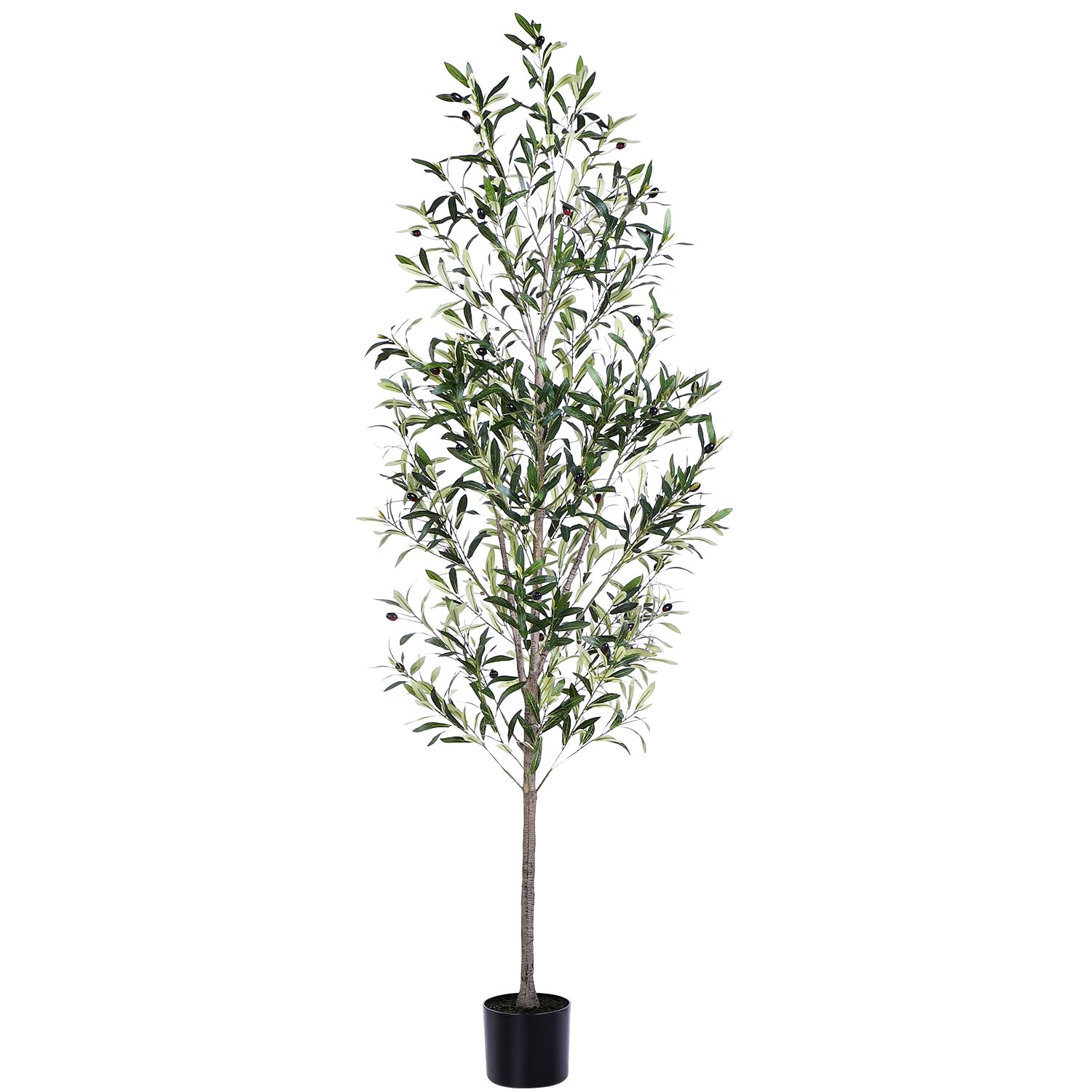 Jocoevol Olive Tree, 6FT Artificial Indoor Tall Faux Olive Trees w/Planter & Natural Wood Trunk and Lifelike Fruits, Fake Olive Artificial Tree for