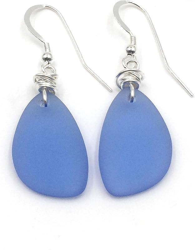 Popular Recycled Sea Glass Earrings on Sterling Silver Hooks