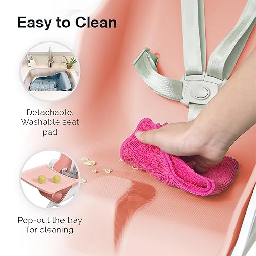 Vista 15 de ORIBEL Cocoon Z - Silla alta y tumbona para bebé, silla alta perfecta para niños pequeños/recién nacidos, se desliza fácilmente en todas las Verde