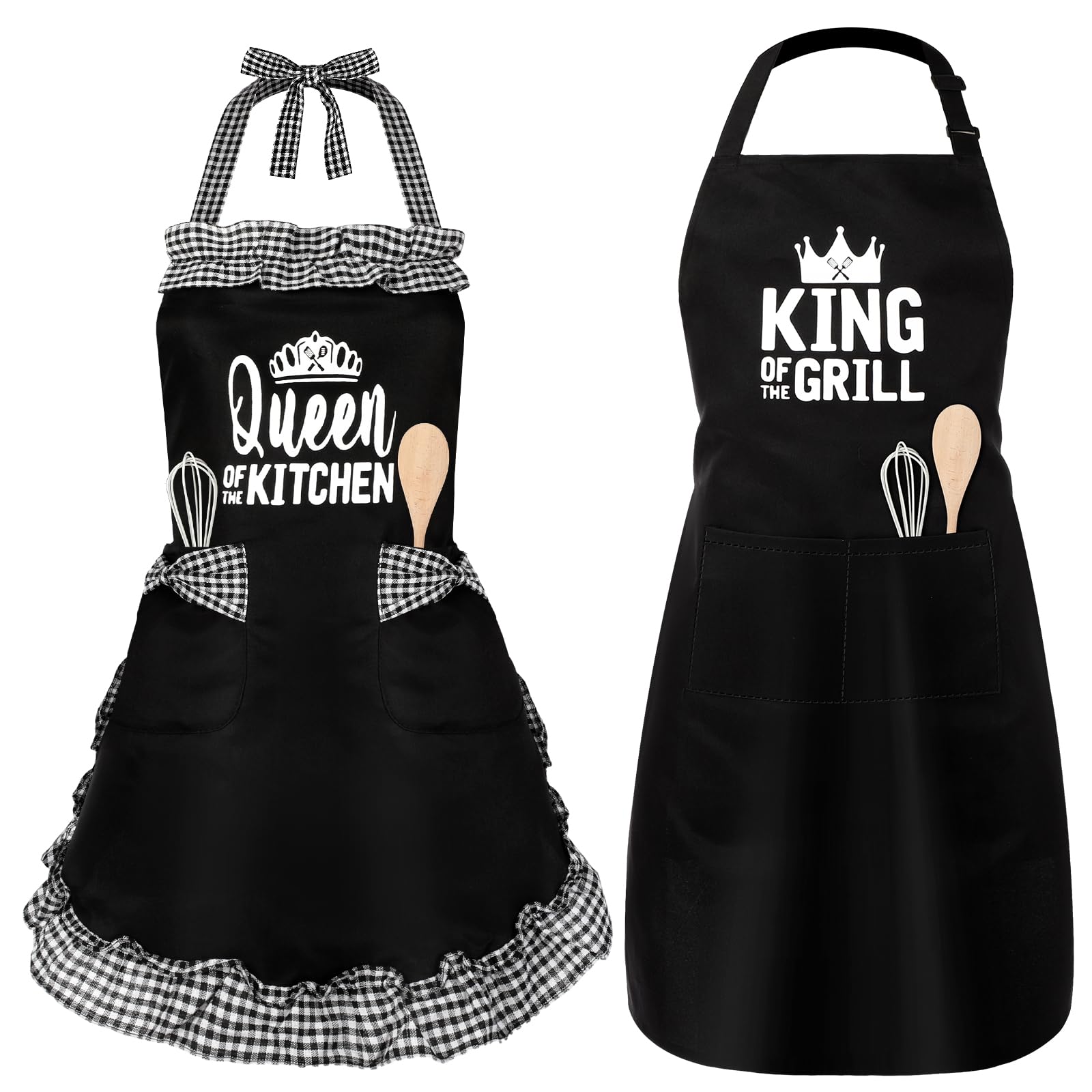 King & Queen Aprons Gift for Couple His and Her Anniversary Bridal Shower Wedding Engagement Kitchen Gift