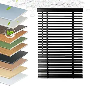 Faux Wood Blinds 2 Inch Cordless, Room Darkening Mini Venetian Horizontal Blinds & Shades for Indoor Windows, Office, Living Room, Bedroom, Multiple Colors