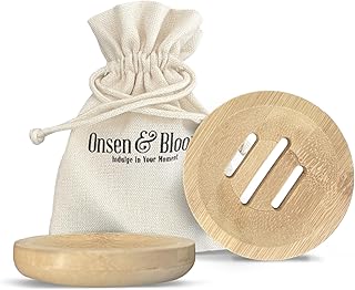 Bamboo Shower Steamer Tray - Bamboo Soap Dish with Drainage | Shower Tray for Steamer Longevity, Bamboo Soap Holder, Round Soap Dish, Wooden Soap Dish, Beige
