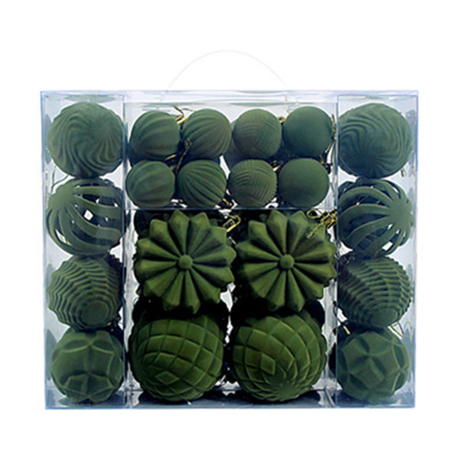 Nucelit 48Pcs Shatterproof Christmas Baubles Velvety Ball Hanging Ornament Christmas Tree Decoration for Wreath Mantels Window Tree Ornaments