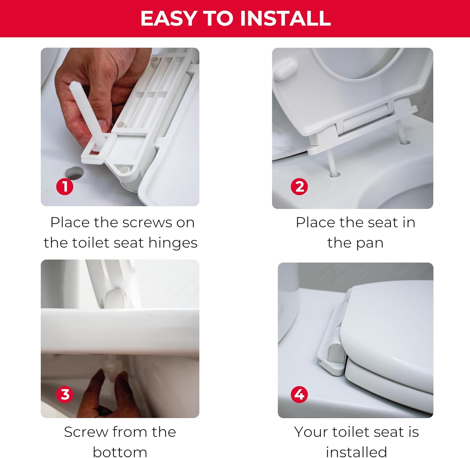 Wirquin 20718747 First Universal Shape Thermoplastic Toilet Seat, Bottom Fix, Soft Close