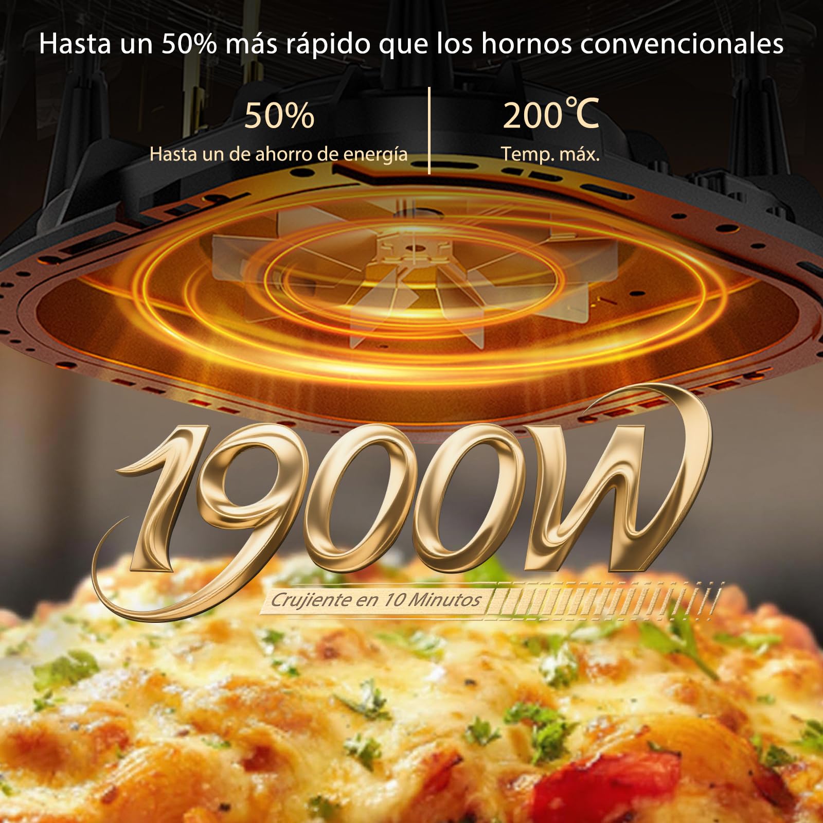 Aigostar Cube Pro - Freidora de Aire 1900W, 7L - Tecnología de Circulación de Aire 360°, Freidora Sin Aceite Eléctrica, Horno de Aire Caliente, 80-200ºC, Panel LED Táctil, Eficiencia Energética