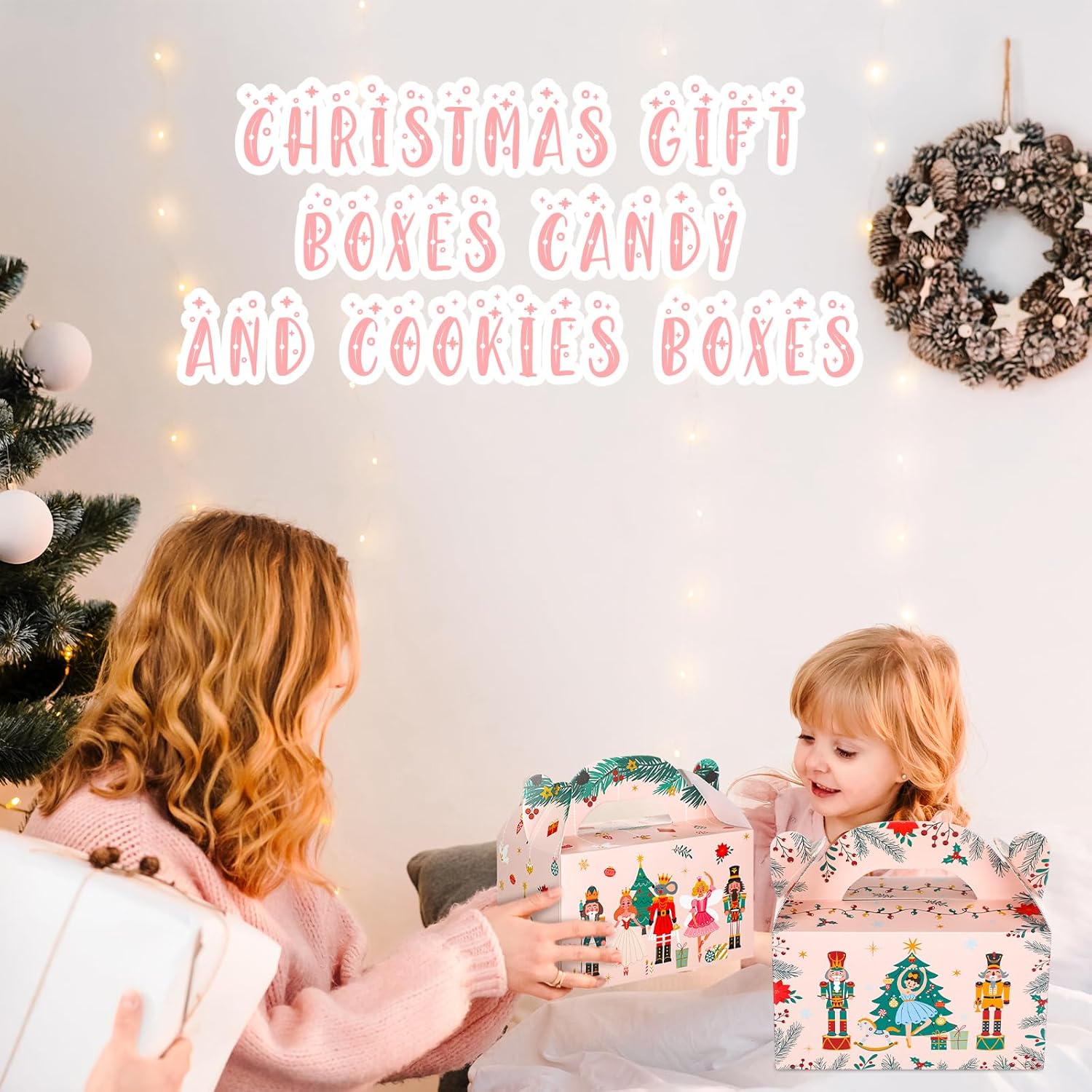 Honoson 24 Pcs Christmas Nutcracker Gifts Boxes with Handles Holiday Treat Boxes Printed Pink Ballerina for Xmas Party Decorations Winter Wedding Birthday Supplies - Image 5