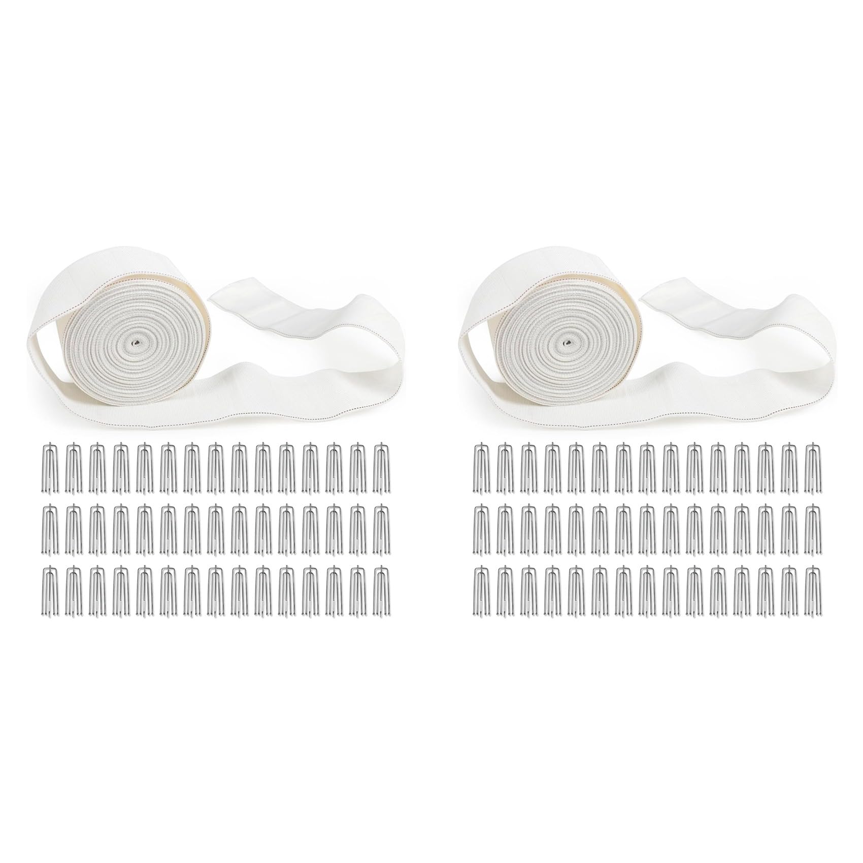Hndhbfgrt 2X Curtain Pleat Tape, 10 Meters/11 Yards Pleater Tape for Curtains with 60 Pcs 4 Prongs Curtain Pleat Hooks for Drapes