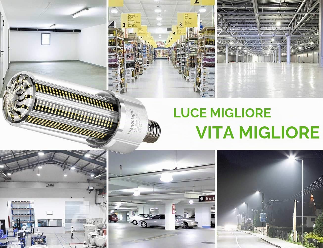 DragonLight 150W LED Lampadina super luminosa da (sostituisce 1000 Watt), E40, 5000K, luce bianca fredda, 20250 lumen, per grandi aree di illuminazione – garage, magazzino, officina, cortile