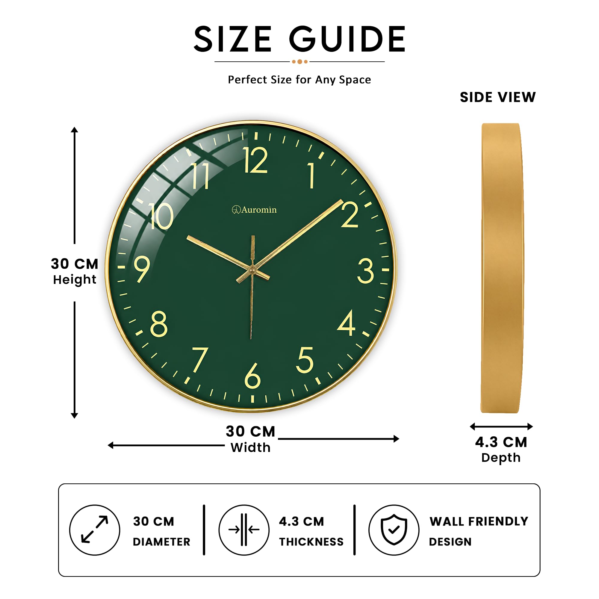 Auromin Stylish Wall Clock - Modern Design -3