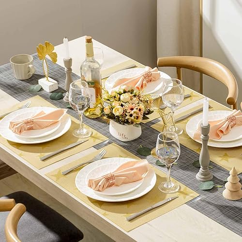 Miniatura 7 de AHHFSMEI Juego de 8 manteles individuales para mesa de comedor, manteles individuales de vinilo tejido de plástico, antideslizantes, aislamiento