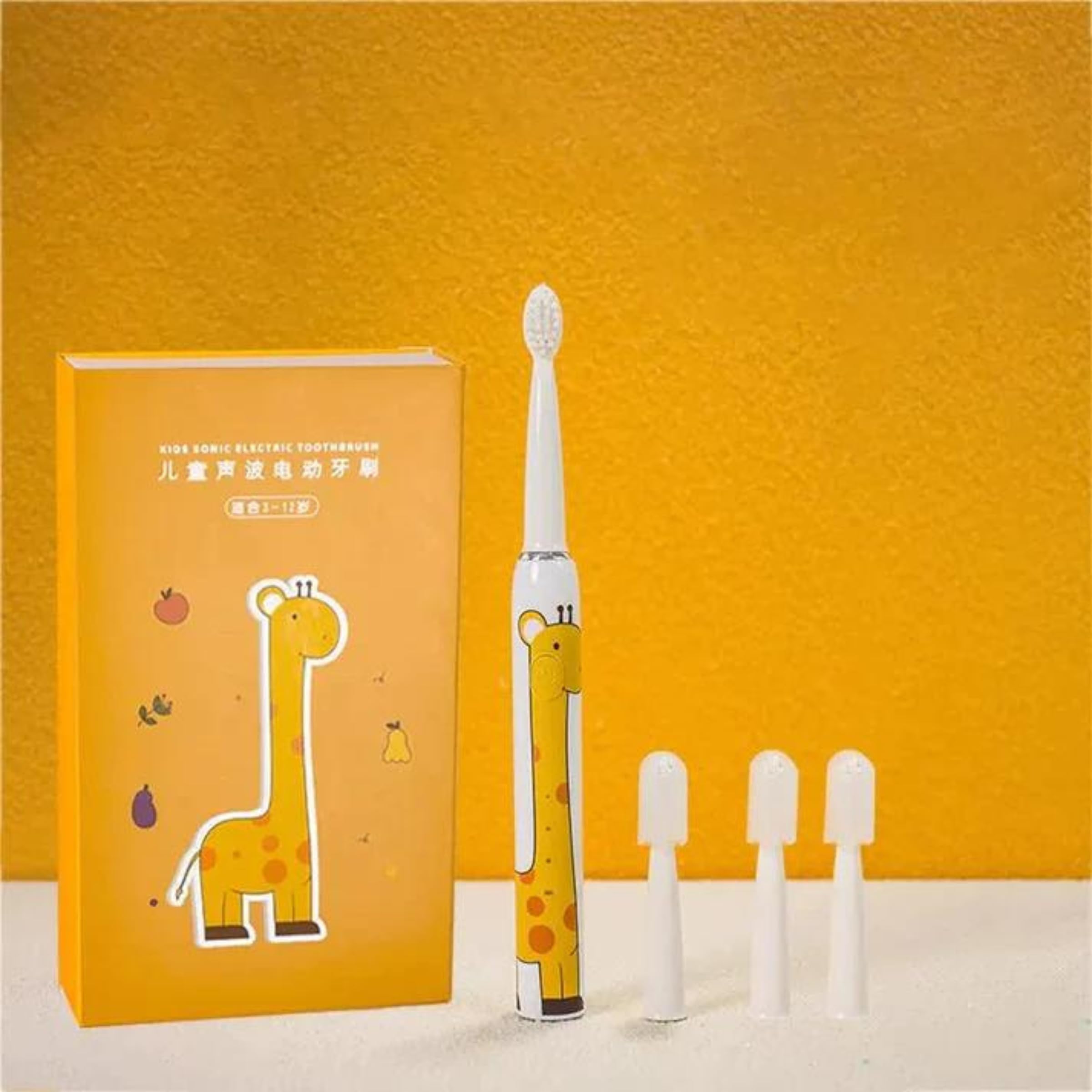 SMILE BABY Toothbrush For Kids (3+ Years) With 1 Handle, 4 Brush Heads|Power Tooth Brush|Low Noise, Rotary Electric Toothbrush (Crocodial) (Jiraf Yellow), 1 Piece-image-11