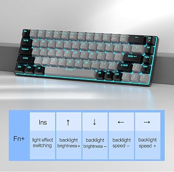 MageGee Portable 60% Mechanical Gaming Keyboard, LED Blue Backlit Compact 68 Keys Mini Wired Office Keyboard with Blue Switch for Windows Laptop PC Mac - Grey/Black