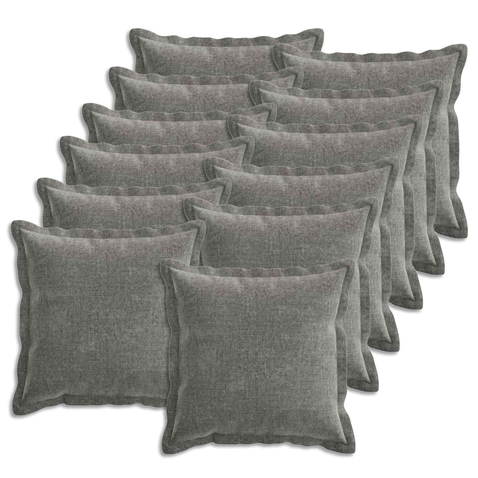 vidaXL Kissenbezug 12 STK. Houten Dunkelgrau 45 x 45 cm Chenille-Stoff